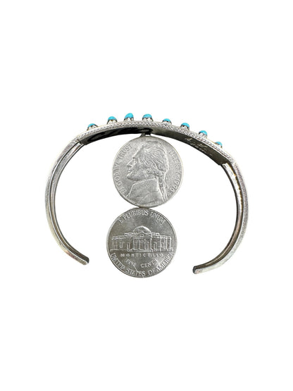 Susie Livingston - Multi Stone Slim Cuff Bracelet – Sterling Silver & Genuine Turquoise -  Native American Handmade