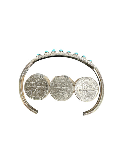 Susie Livingston - Multi Stone Slim Cuff Bracelet – Sterling Silver & Genuine Turquoise -  Native American Handmade
