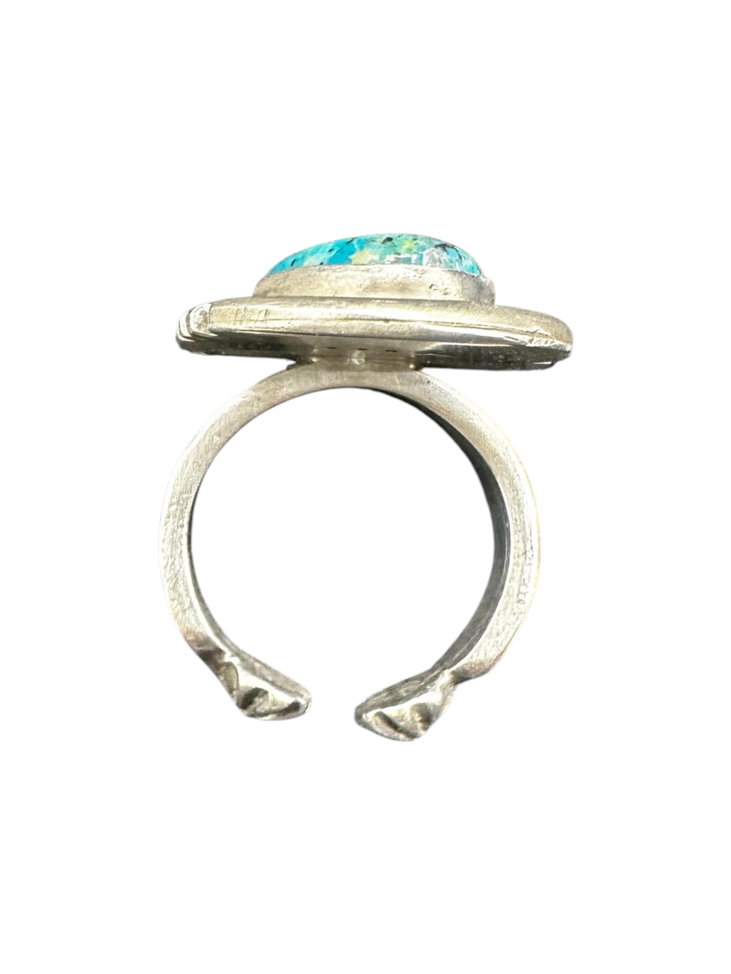 Medium Oval Cabochon Ring  – Sterling Silver and Genuine Turquoise -  Authentic Handmade Native American – John McCray