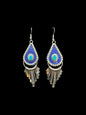 Navajo Sterling Silver & Genuine Turquoise Mandala Dangle Earrings - Handmade by Pauline Armstrong