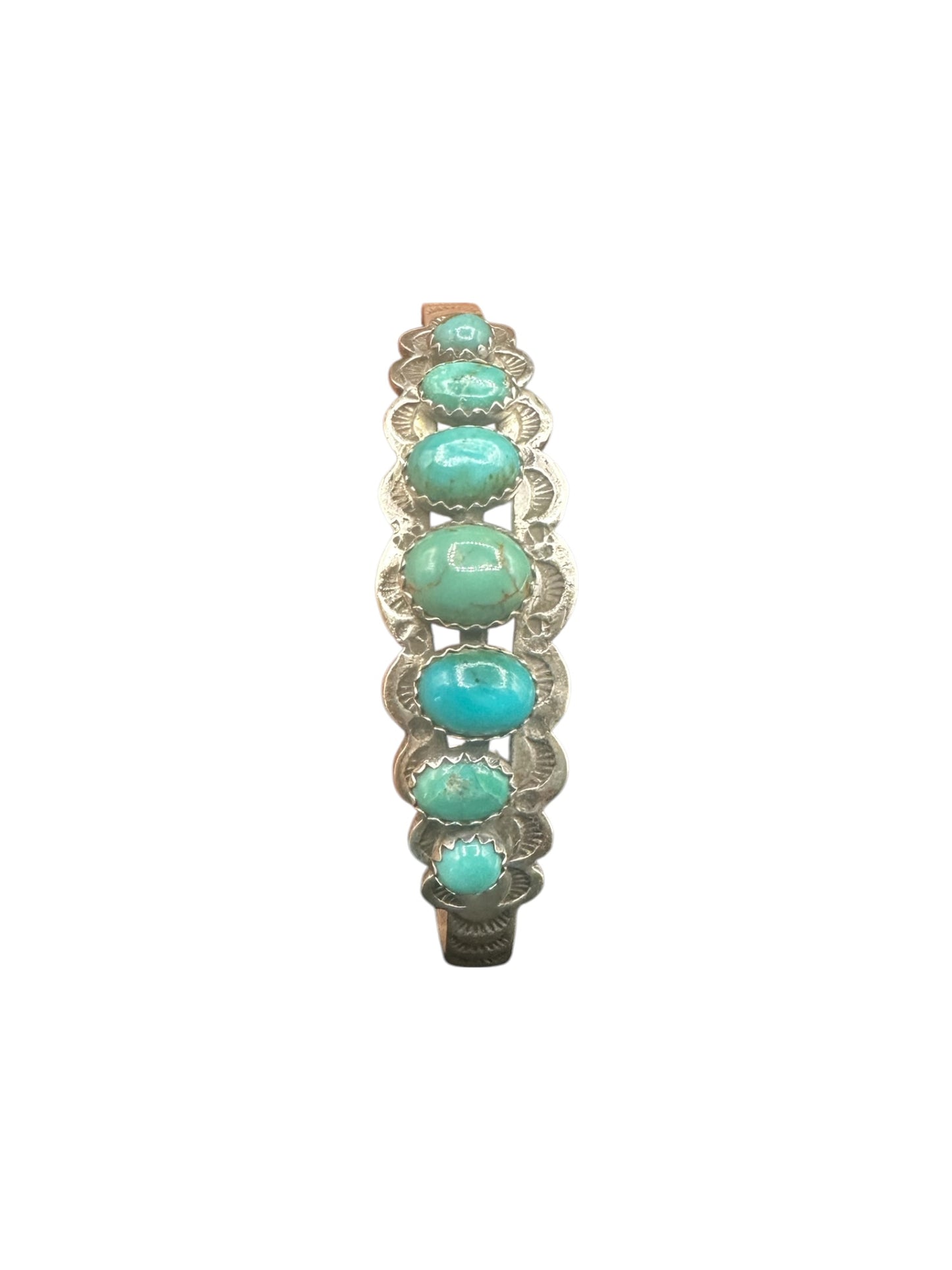 Russell Sam - Multi Stone Cuff Bracelet - Sonoran Turquoise & Sterling Silver - Handcrafted Native American - Russell Sam