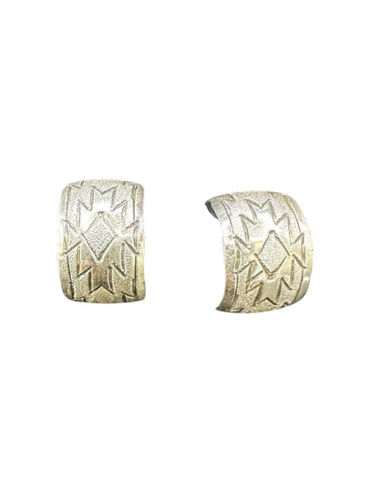 Handcrafted Native American Sterling Silver WIDE HOOPS
