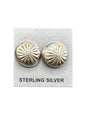 Small Flat Pearl Sterling Silver Stud Earrings - Hand Stamped - Artisan Collection