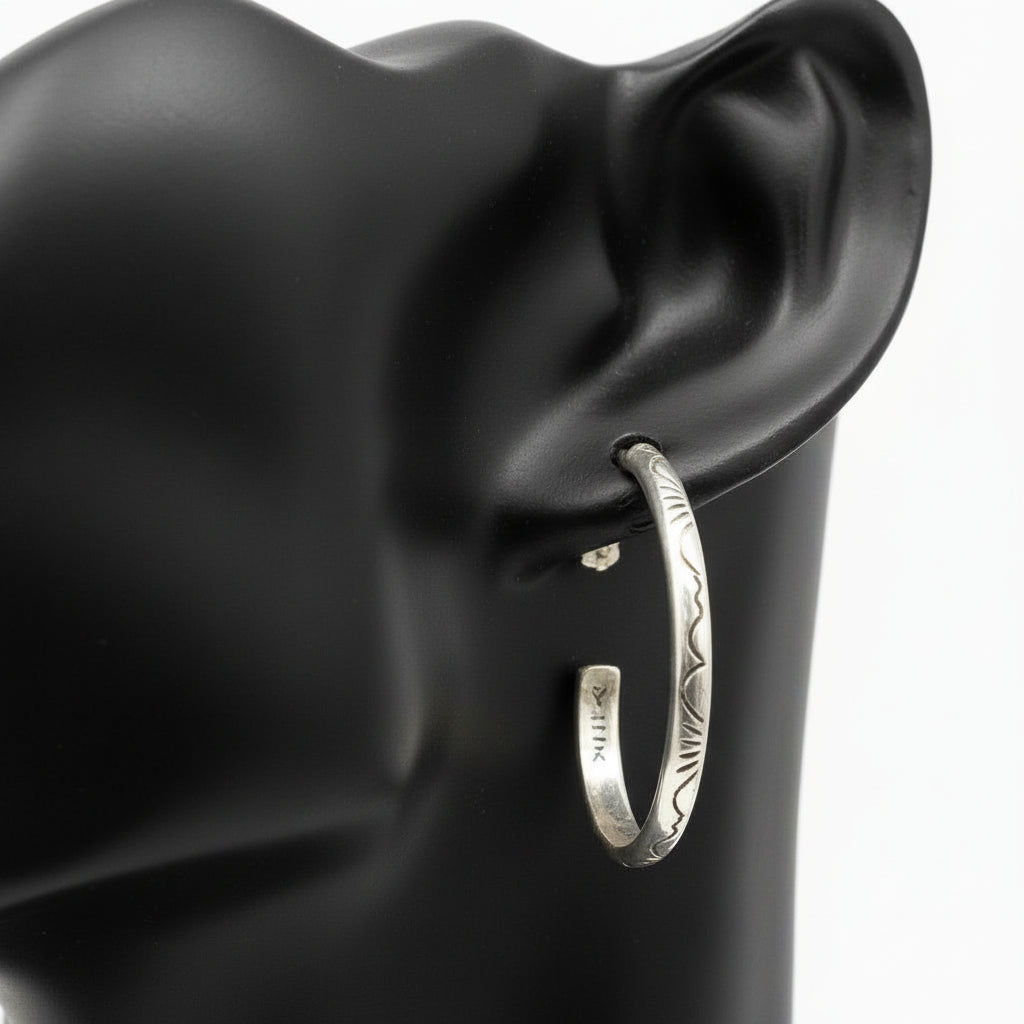 Sterling Silver Stamped Stud Hoop Earrings – Artisan Jewelry