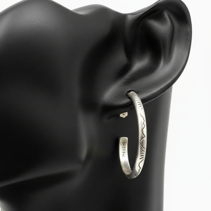 Sterling Silver Stamped Stud Hoop Earrings – Artisan Jewelry