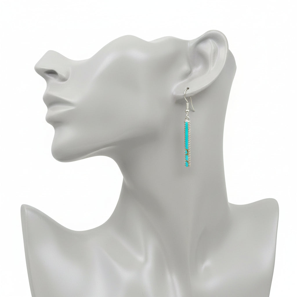 Allen Barney - Turquoise Copper Composite & Sterling Silver - Hook Earrings - Handmade Native American