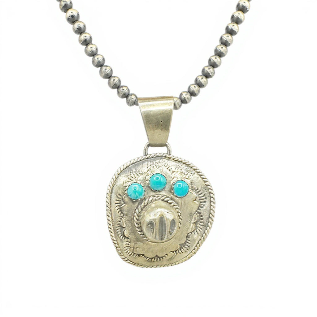 Bobby Platero - Cowboy Hat Pendant - Sterling Silver and Turquoise -Handmade Native American