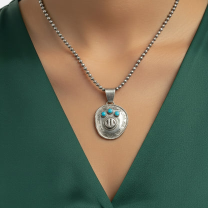 Bobby Platero - Cowboy Hat Pendant - Sterling Silver and Turquoise -Handmade Native American