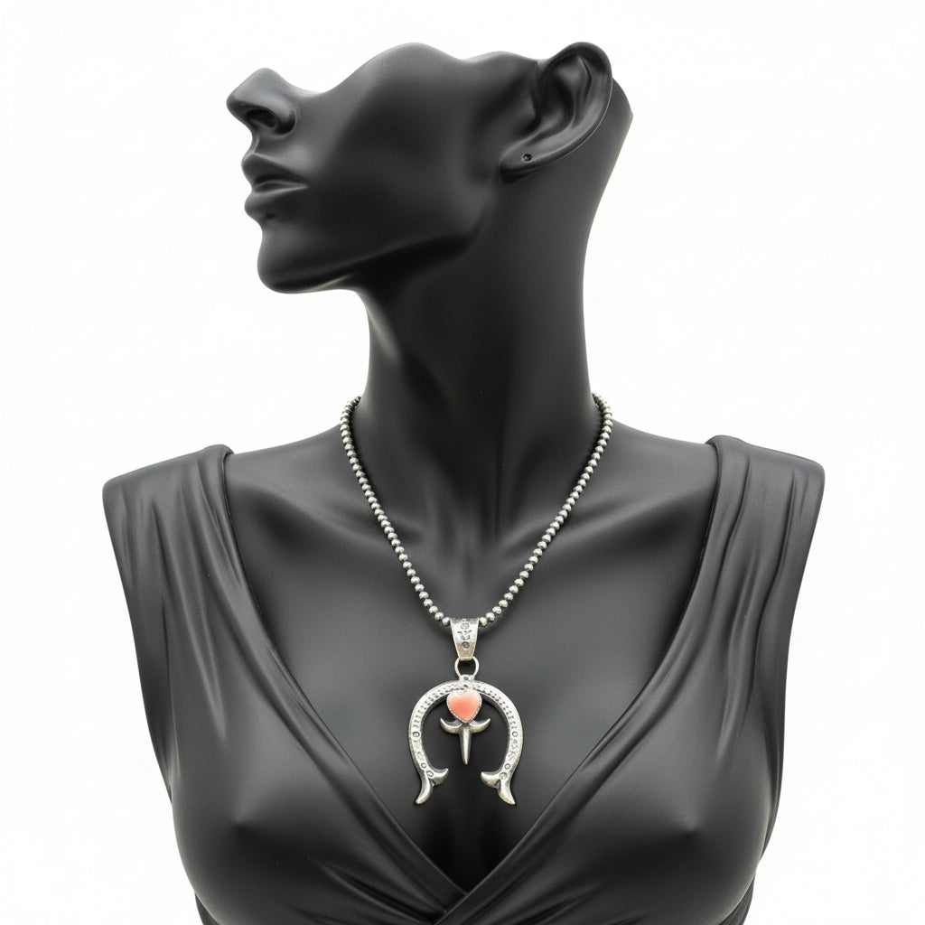 El Billah - Naja Pendant - Pink Conch Shell &  Sterling Silver - Handmade Native American