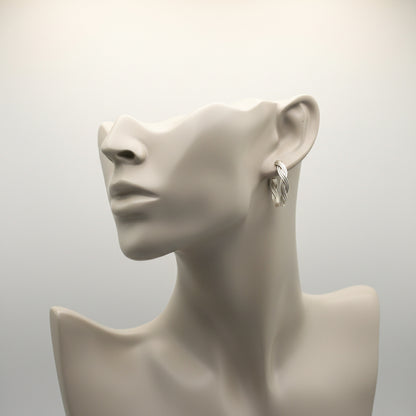 Stud Hoop Earrings - Braided Sterling Silver - Artisan Jewelry