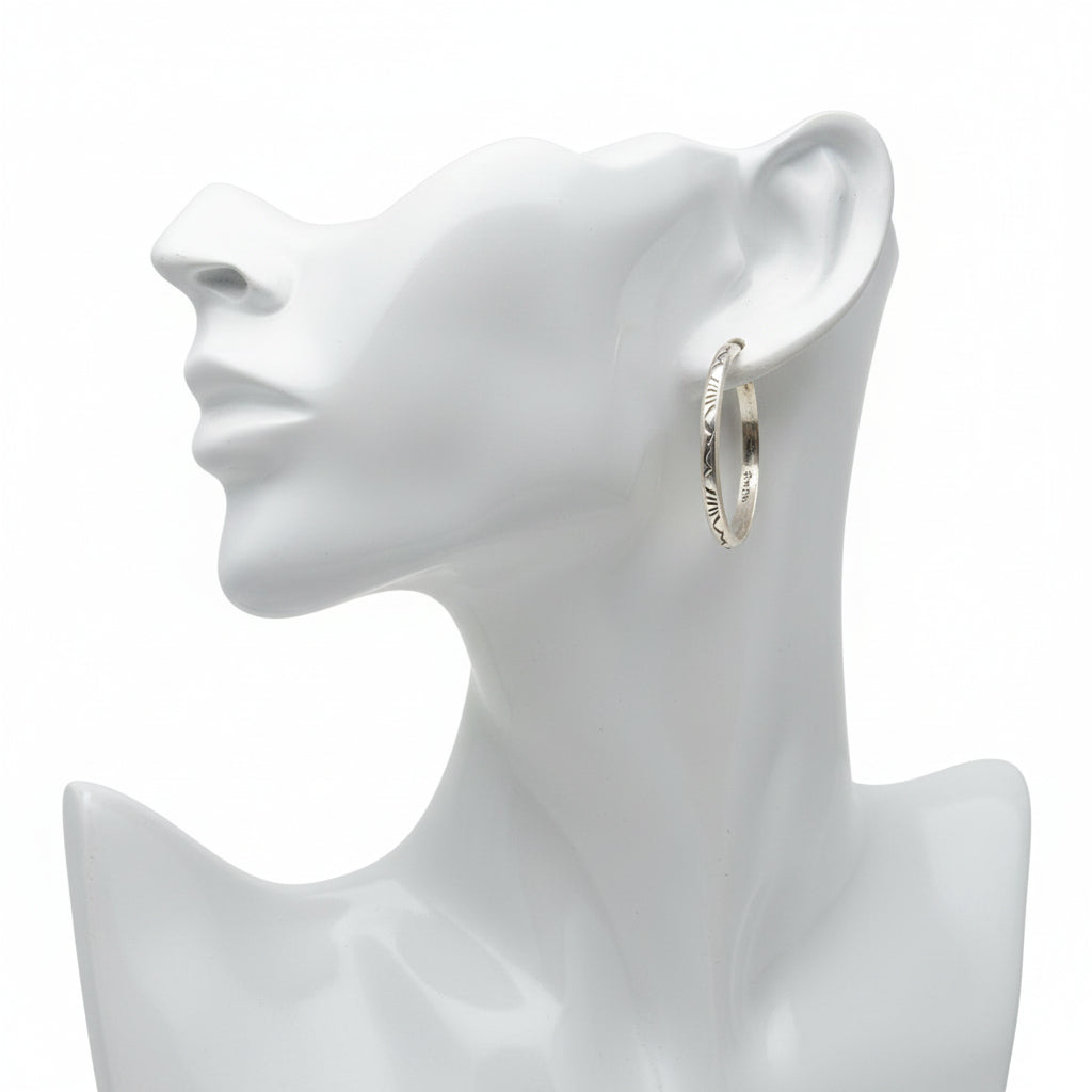 Sterling Silver Stamped Stud Hoop Earrings – Artisan Jewelry