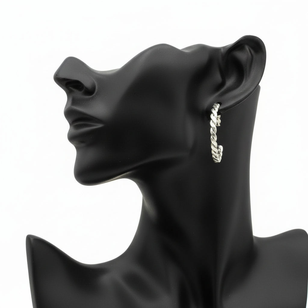 Sterling Silver Woven Stud Hoop Earrings – Artisan Jewelry