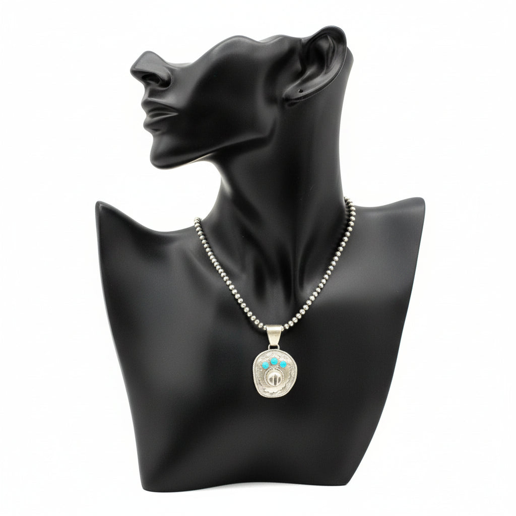 Bobby Platero | Cowboy Hat Pendant & Earrings SET | Sterling Silver & Turquoise | Handmade Native American