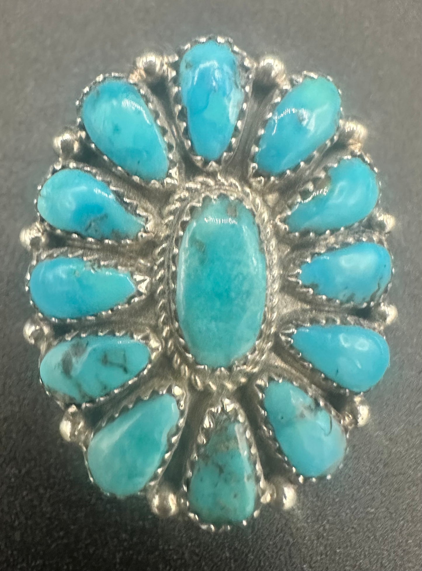 Handcrafted Zuni Turquoise Sterling Silver Statement Ring
