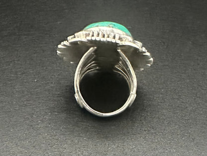 Handcrafted Navajo Turquoise Sterling Silver Statement Ring