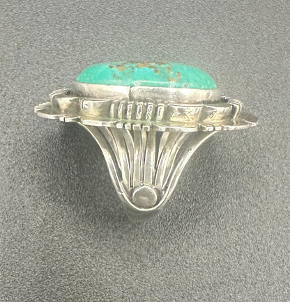 Handcrafted Navajo Turquoise Sterling Silver Statement Ring