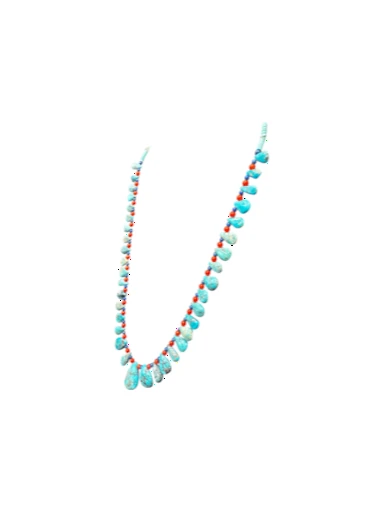 Susan Deal - Multi Bead Necklace – Genuine Turquoise & Coral  - Handmade Native American