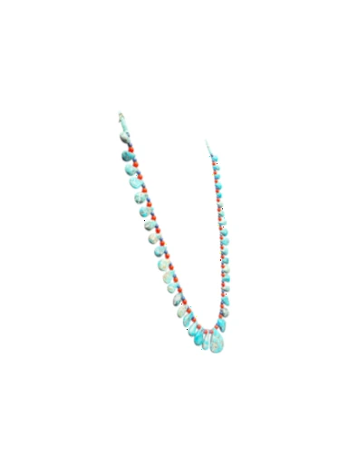 Susan Deal - Multi Bead Necklace – Genuine Turquoise & Coral  - Handmade Native American