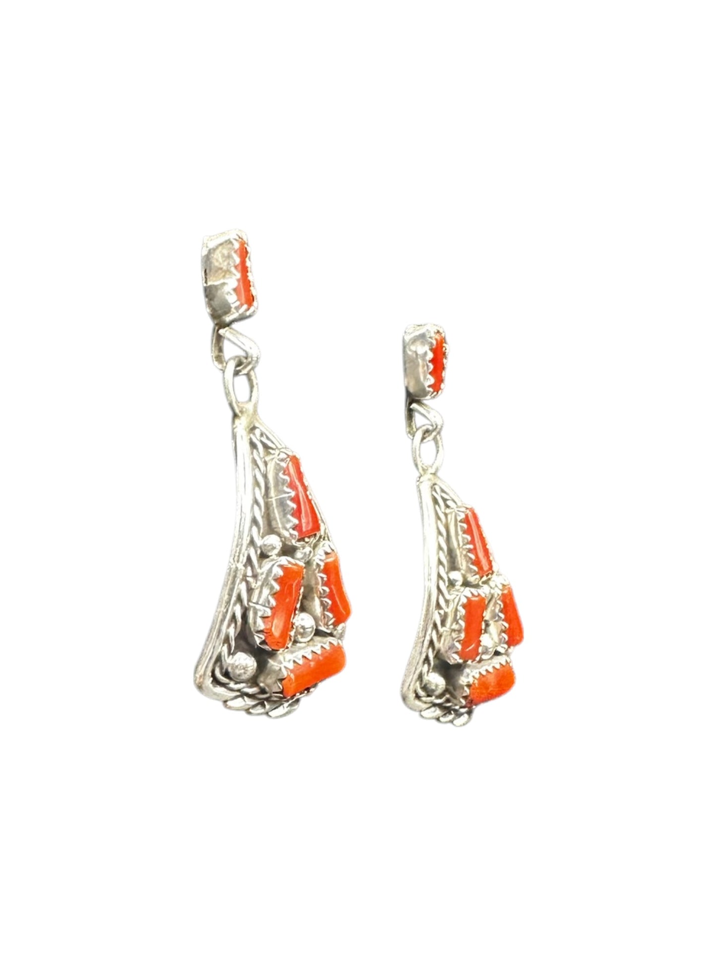 Melvin Chee - Medium Arrow Head Earrings - Genuine Coral - Handmade Native American