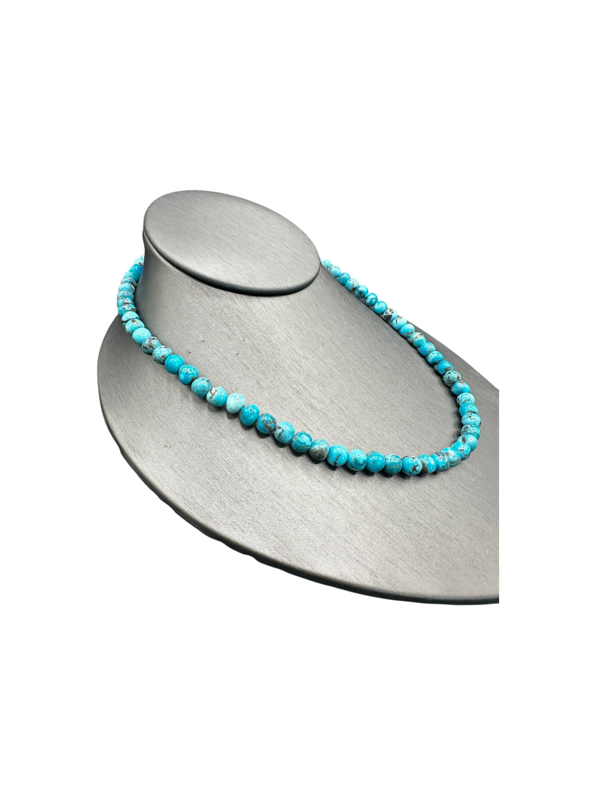 6MM Kingman Blue Turquoise Pearl Necklace -  Hand Strung Artisan Collection