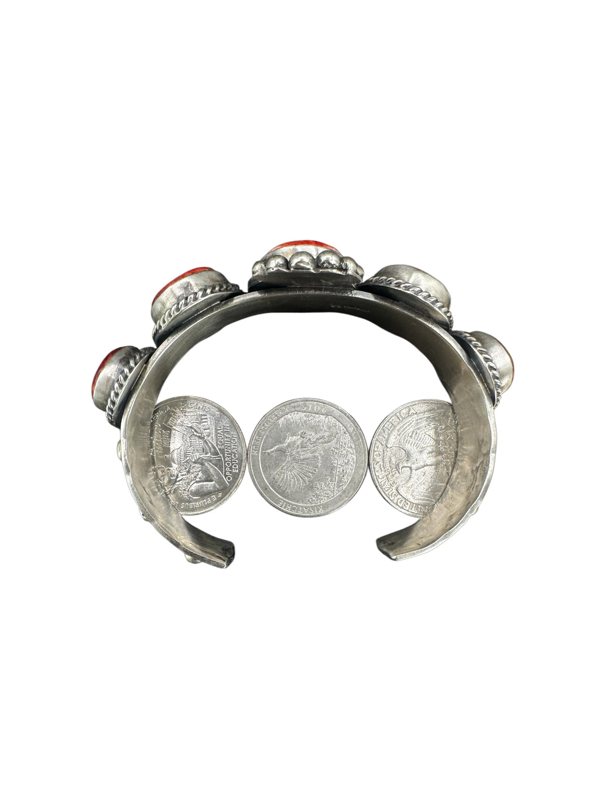 Harrison Yazzie - Spiny Oyster and Sterling Silver Cuff - Handmade Native American