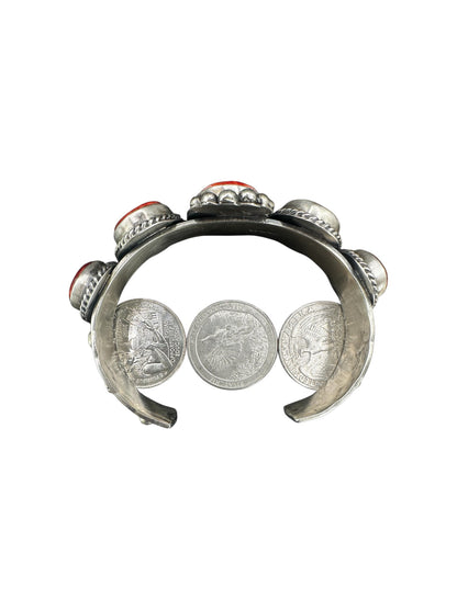 Harrison Yazzie - Spiny Oyster and Sterling Silver Cuff - Handmade Native American