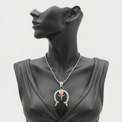 El Billah - Naja Pendant - Pink Conch Shell &  Sterling Silver - Handmade Native American