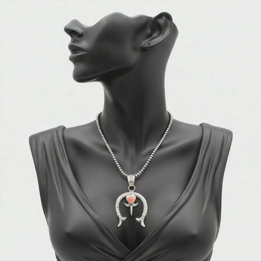 El Billah - Naja Pendant - Pink Conch Shell &  Sterling Silver - Handmade Native American