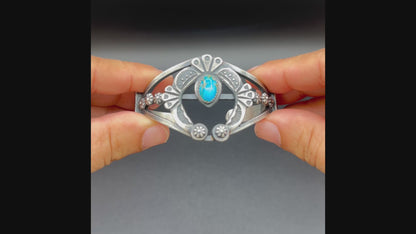 Women's Naja Cuff Kingman Turquoise and Sterling Silver - Handcrafted Native American
