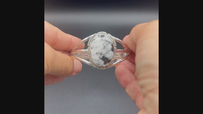 Women's White Buffalo and Sterling Silver Cuff - Handcrafted Native American