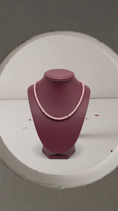 Genuine Jasper Pink Quartz Heishi Necklace –  Resembles Pink Conch Shell - Ready Made