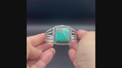 Women's Kings Manassa Turquoise and Sterling Silver Cuff - Handcrafted Native American