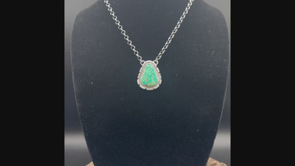Royston Turquoise and Sterling Silver Chain Necklace and Pendant - Handcrafted Native American