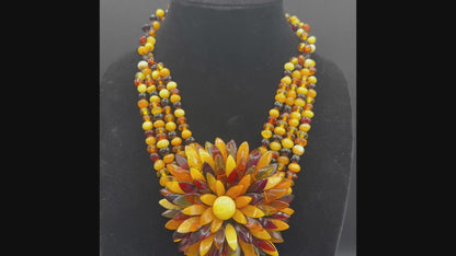 Amber Sunflower - Four Strand - Handcrafted by Colette Felix