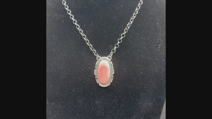 Oval - Queen Pink Shell and Sterling Silver Chain Necklace - Jon McCray - Handcrafted Native American