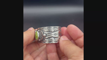 Women's Cuff made of Sonoran Turquoise, Purple Spiny, and Sterling Silver - Handcrafted Native American
