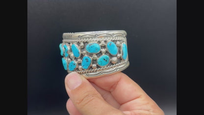 Tommy Moore - Sleeping Beauty Turquoise and Sterling Silver - Navajo Cuff