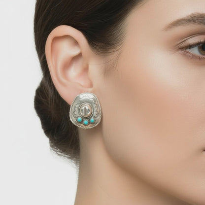 Bobby Platero | Cowboy Hat Pendant & Earrings SET | Sterling Silver & Turquoise | Handmade Native American