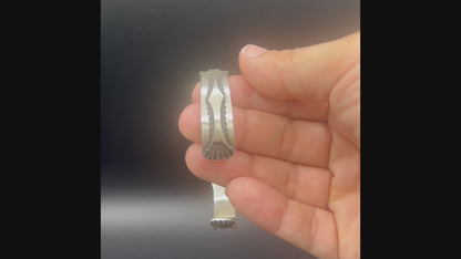 Men's Hand Stamped Sterling Silver Narrow Cuff - Handcrafted Native American
