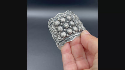 Women's Hand Stamped Sterling Silver Extra Wide Cuff - Handcrafted Native American
