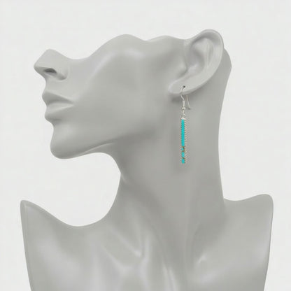 Allen Barney - Turquoise Copper Composite & Sterling Silver - Hook Earrings - Handmade Native American