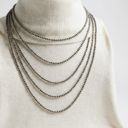 3MM Silver Pearls - Sterling Silver Single Strand Necklace – Hand Strung