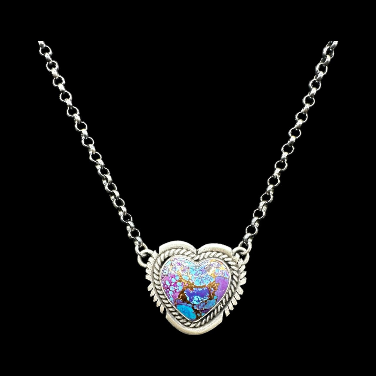 Jon McCray - Heart Necklace – Turquoise and Sterling Silver - Handmade Native American