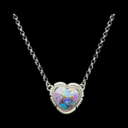 Jon McCray - Heart Necklace – Turquoise and Sterling Silver - Handmade Native American