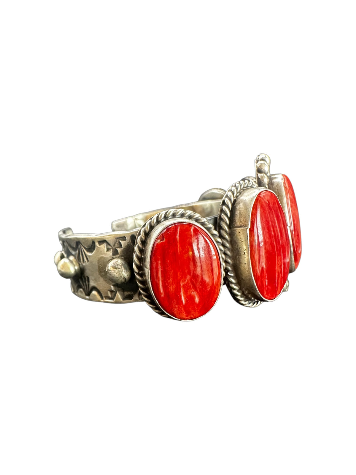 Harrison Yazzie - Spiny Oyster and Sterling Silver Cuff - Handmade Native American