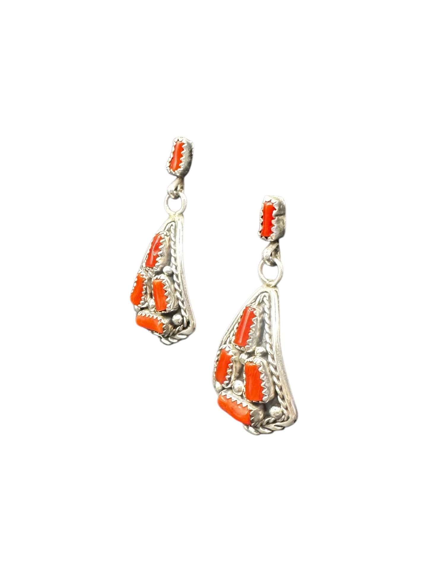 Melvin Chee - Medium Arrow Head Earrings - Genuine Coral - Handmade Native American