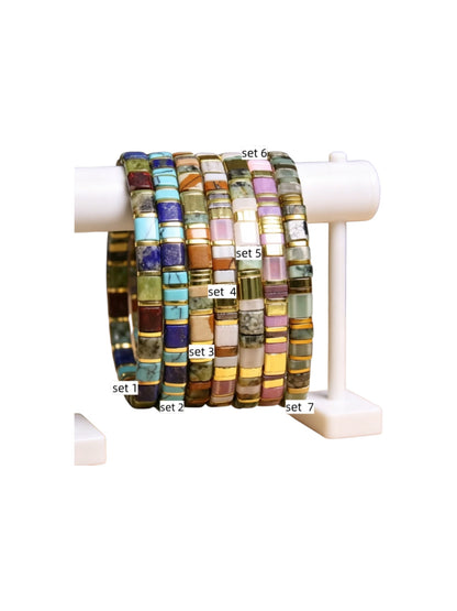 Dainty Tila Square Flat Beads - Stainless Steel Chain Bracelets - Ready Made