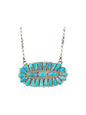 Justin Wilson - Zuni Bar Pendant w. Chain Necklace - Genuine Turquoise & Sterling Silver - Handcrafted Native American