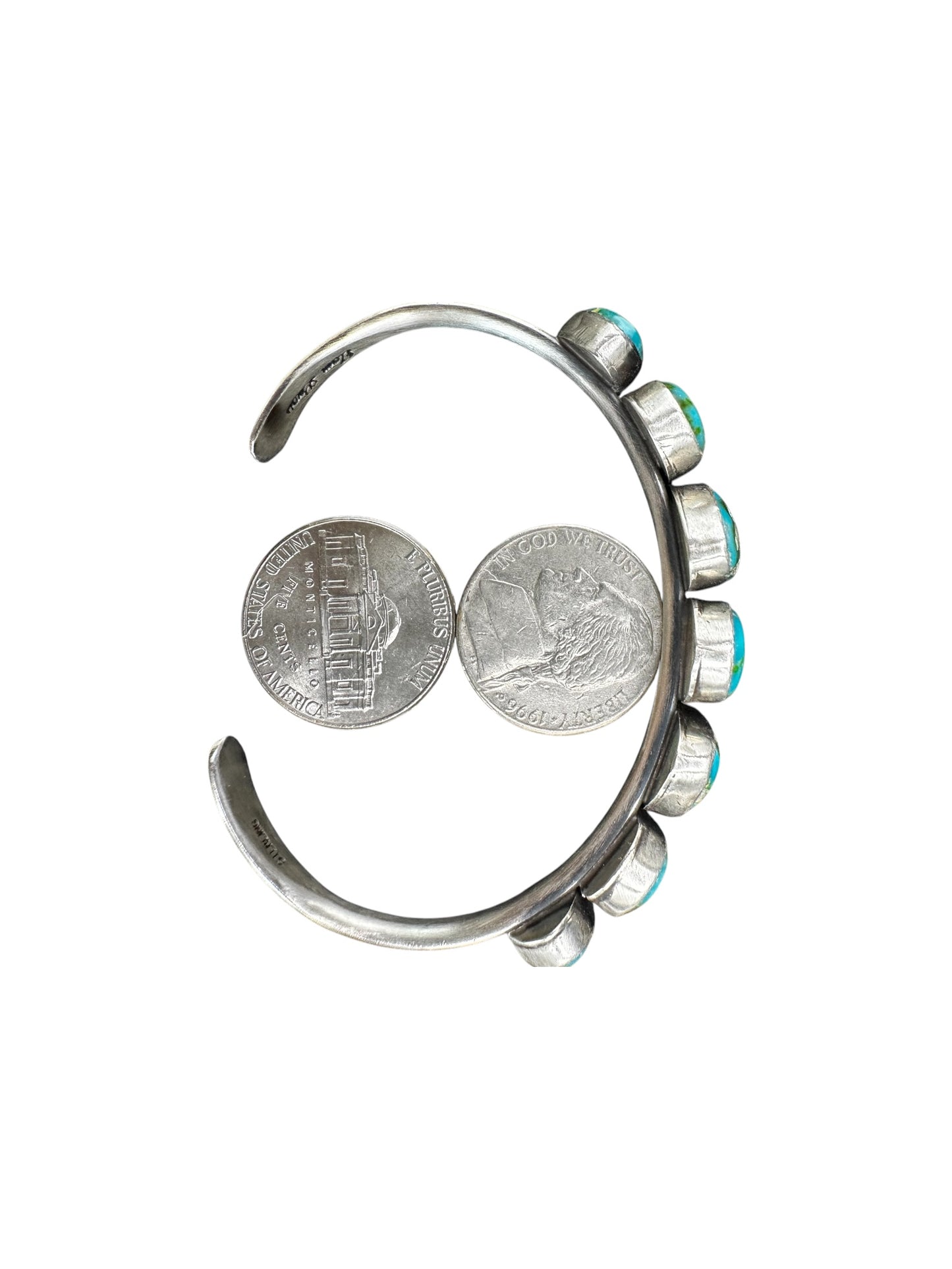Tom Lewis - Multi Freeform Stone Cuff- Genuine Turquoise & Sterling Silver - Handcrafted Native American