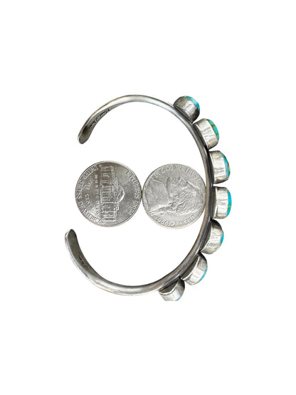 Tom Lewis - Multi Freeform Stone Cuff- Genuine Turquoise & Sterling Silver - Handcrafted Native American